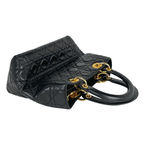 Christian Dior Lady Dior Cannage Medium Leather 2WAY Bag Black - Picture 3 of 9